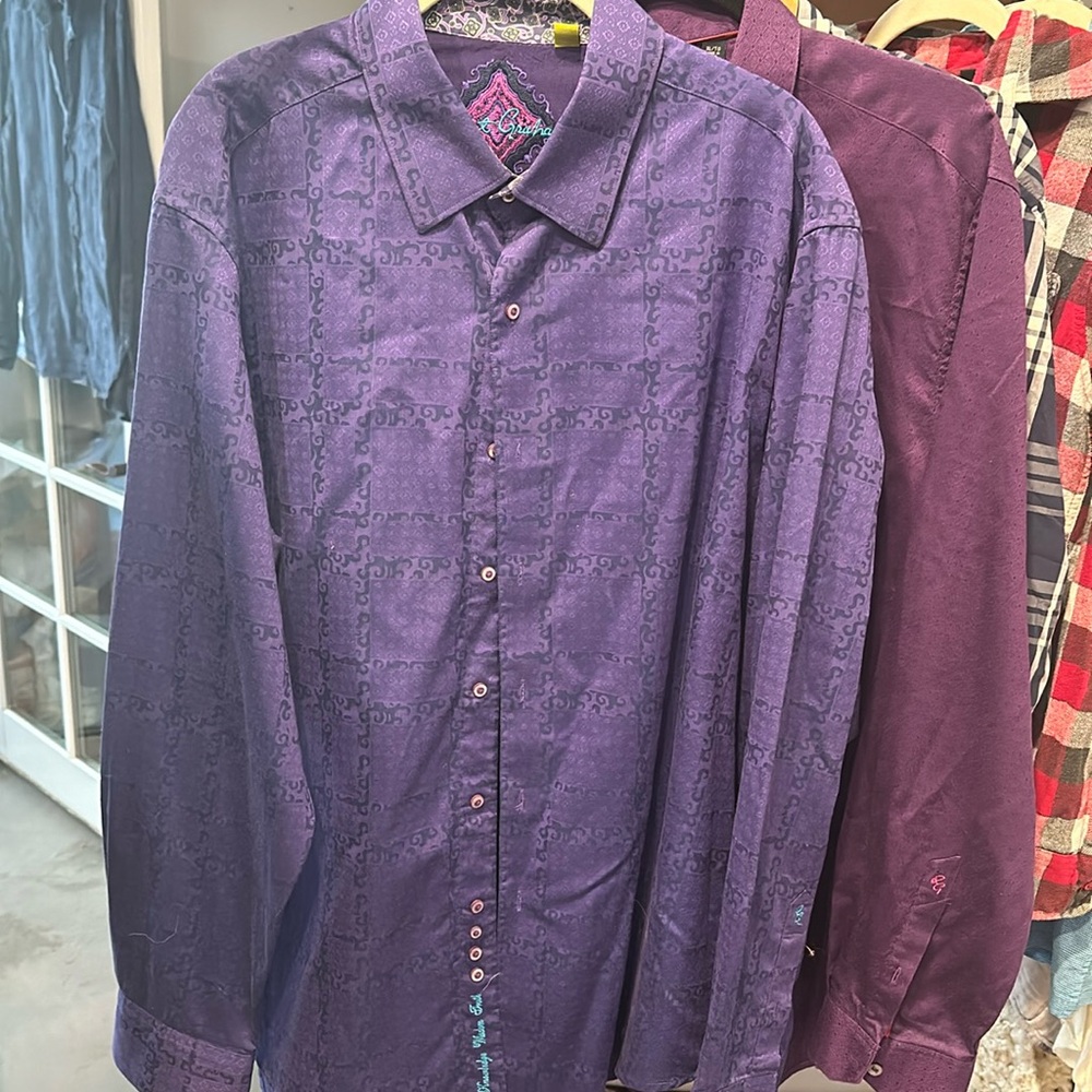 Robert Graham purple 2XL men’s cotton button down. EUC